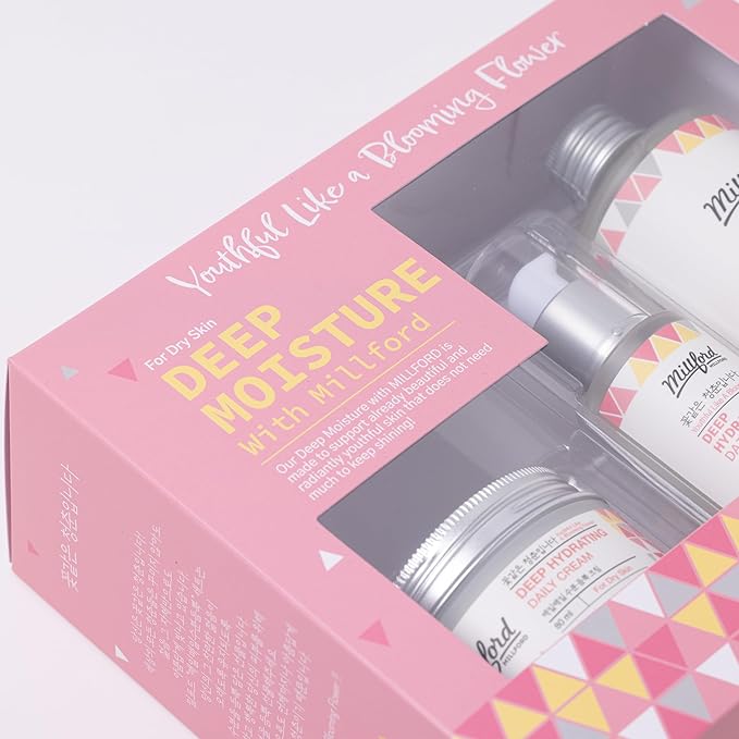 Deep Moisture Skincare Set with Panthenol and Hyaluronic Acid for Dry Skin, Moisturizing, Hydrating, Soothing, Face Moisturizing Set, Korean Skin Care, Gift Set