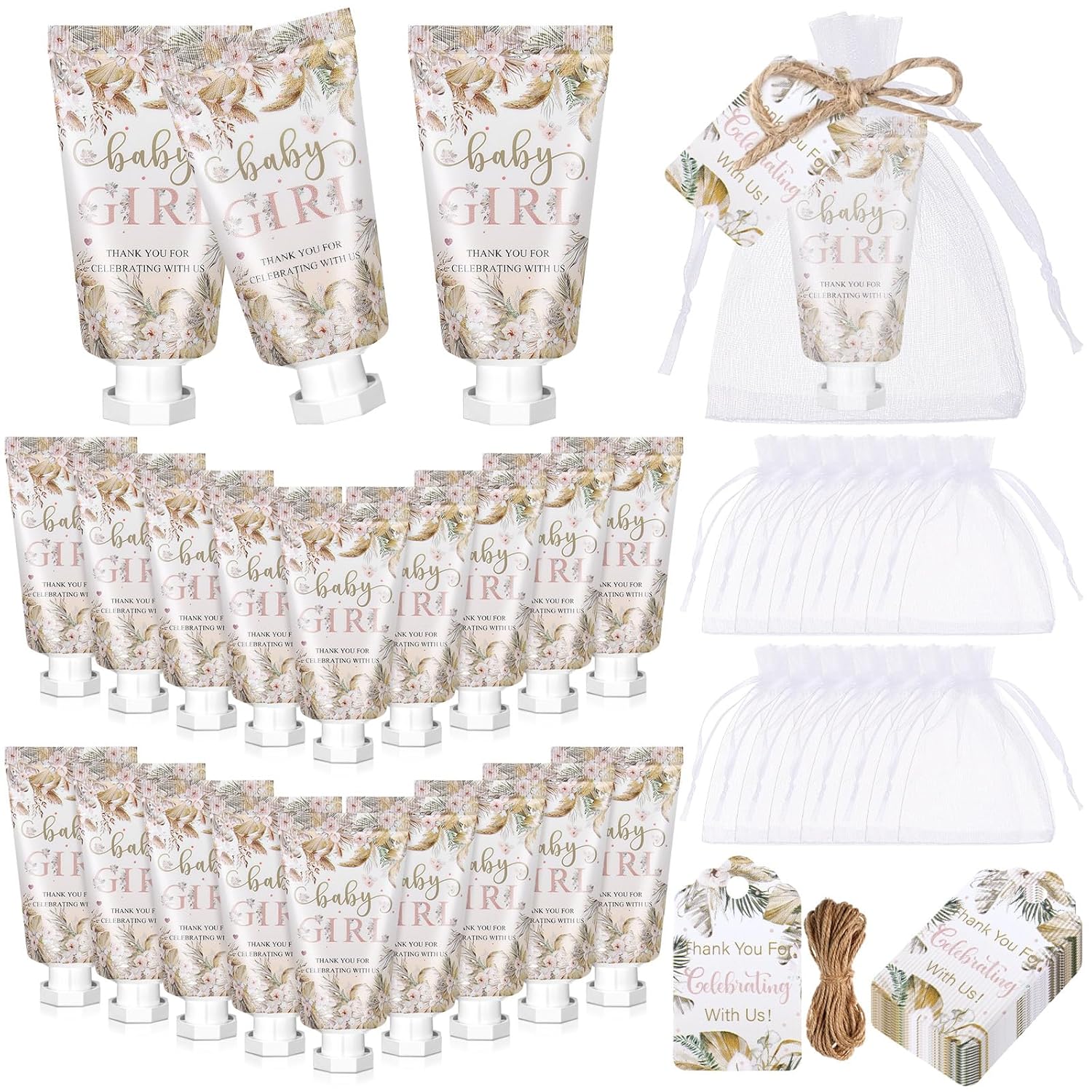 48 Sets Boho Baby Shower Hand Cream Gifts Baby Shower Party Favors for Guests Baby Girl Hand Cream Gift Bulk Travel Size Hand Lotion Set for Guest