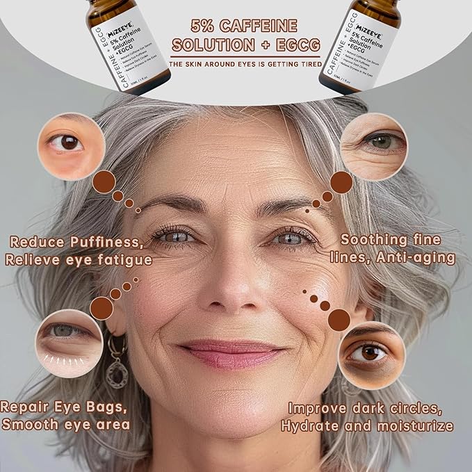 Caffeine Solution 5% + EGCG For Dark Circles & Puffiness, 30ML Anti Aging Under Eye Serum For Eye Bags, Fine Lines, Moisturizing Caffeine Solution.