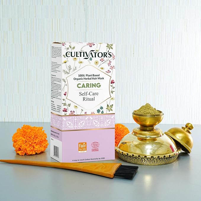 CULTIVATOR'S Organic Hair Mask for Dry & Frizzy Hair, Deep Conditioning for Split Ends Repair & Shine, with Amla, Shikakai, Brahmi & Bhringraj Powder for Men & Women, 3.5 Ounce, 1 Pack