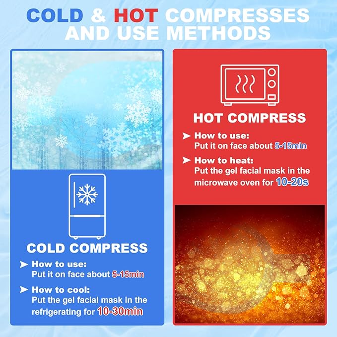 candyfouse 2Pack Cold Cooling Eye Mask, Reusable Hot Colder Therapy Gel Bead with Plush Backing for Puffiness Migraine Stress Relief Skin Care Dry Eyes