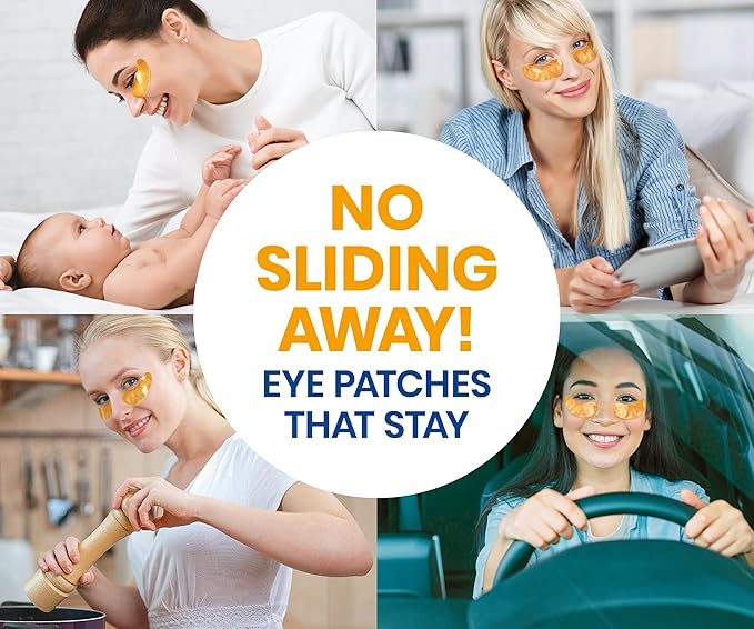 Stylia Under Eye Patches for Puffy Eyes and Dark Circles (30 Pairs) - 24k Gold Under Eye Mask with Vitamin C, Hyaluronic Acid, Pearl Extract - Eye Masks for Dark Circles and Puffiness