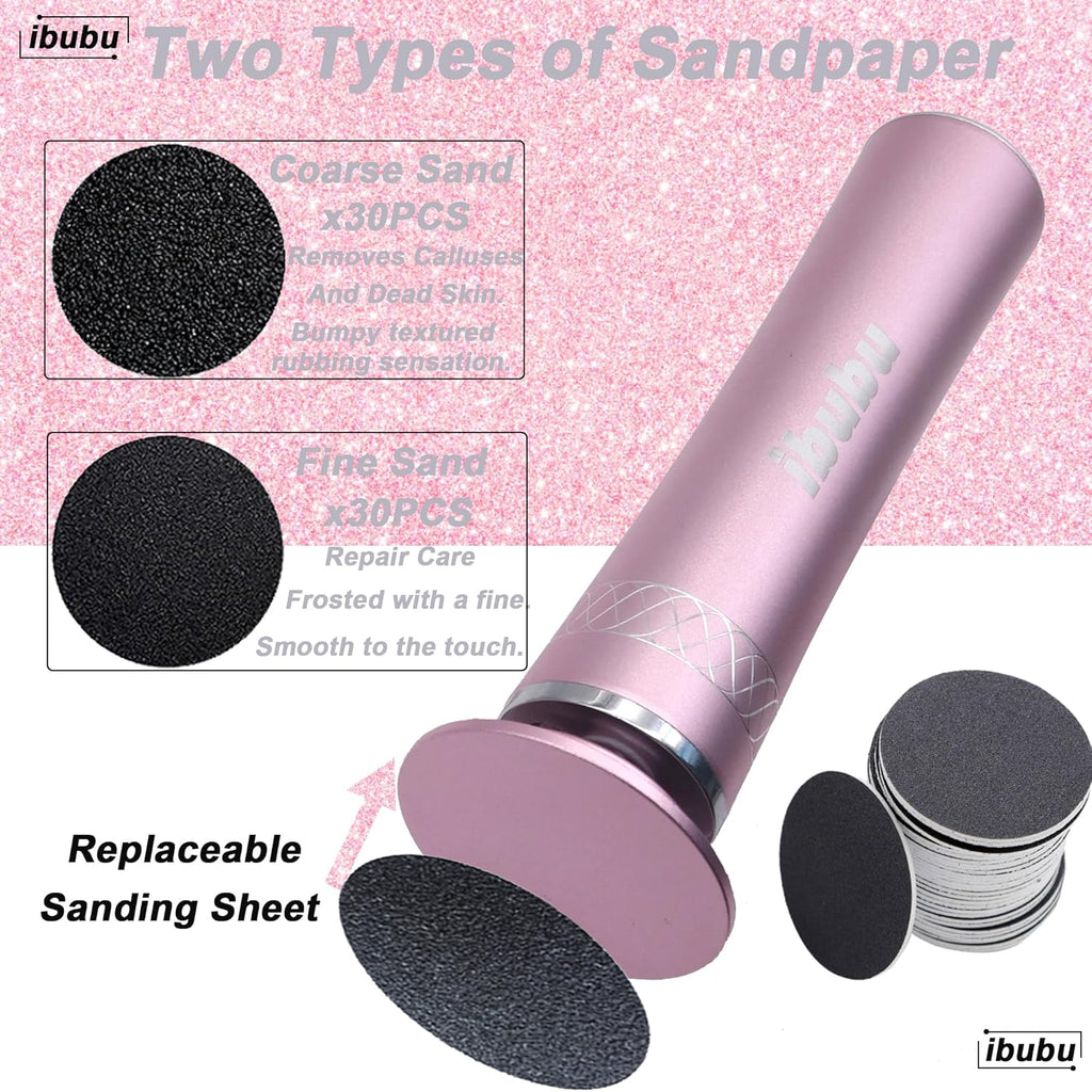 Upgrade Electric Feet Callus Remover Professional Powerful Foot File Pedicure Grinder Sanders 24V Power 1200RPM Speed Adjustable for Dead Dry Crack Skin Calluses (Pink)