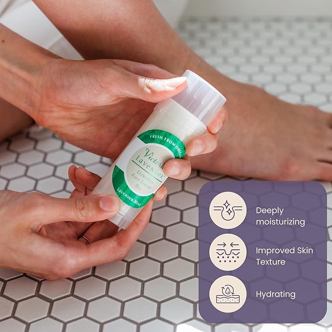 Victoria's Lavender Heel Balm Stick – Ultra-Rich Foot Therapy Balm for Dry, Cracked Feet – Heel Softener for Cracked Heels and Rough Skin – Dry Heels Treatment for Men and Women – Lavender Mint, 2.5oz