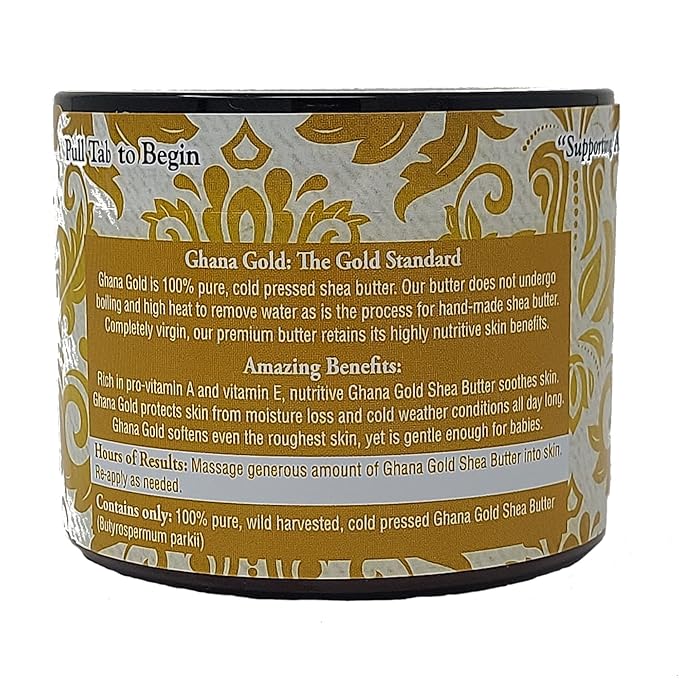 Shea Terra Organics 100% Organic Cold-Pressed Virgin Shea Butter - Ghana Gold | Natural Daily Skin Cream for Dry Skin, Itchy Skin, Stretch Marks, Psoriasis, Eczema & other skin conditions – 6 oz