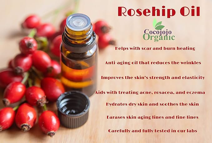 cocojojo Rosehip Oil for Face, Rose Oil for Face, Rose Hip Oil for Face, Rosehip Oil, Pure Unrefined Cold Pressed All Natural for Hair Skin Face Body Nails - 16 Oz
