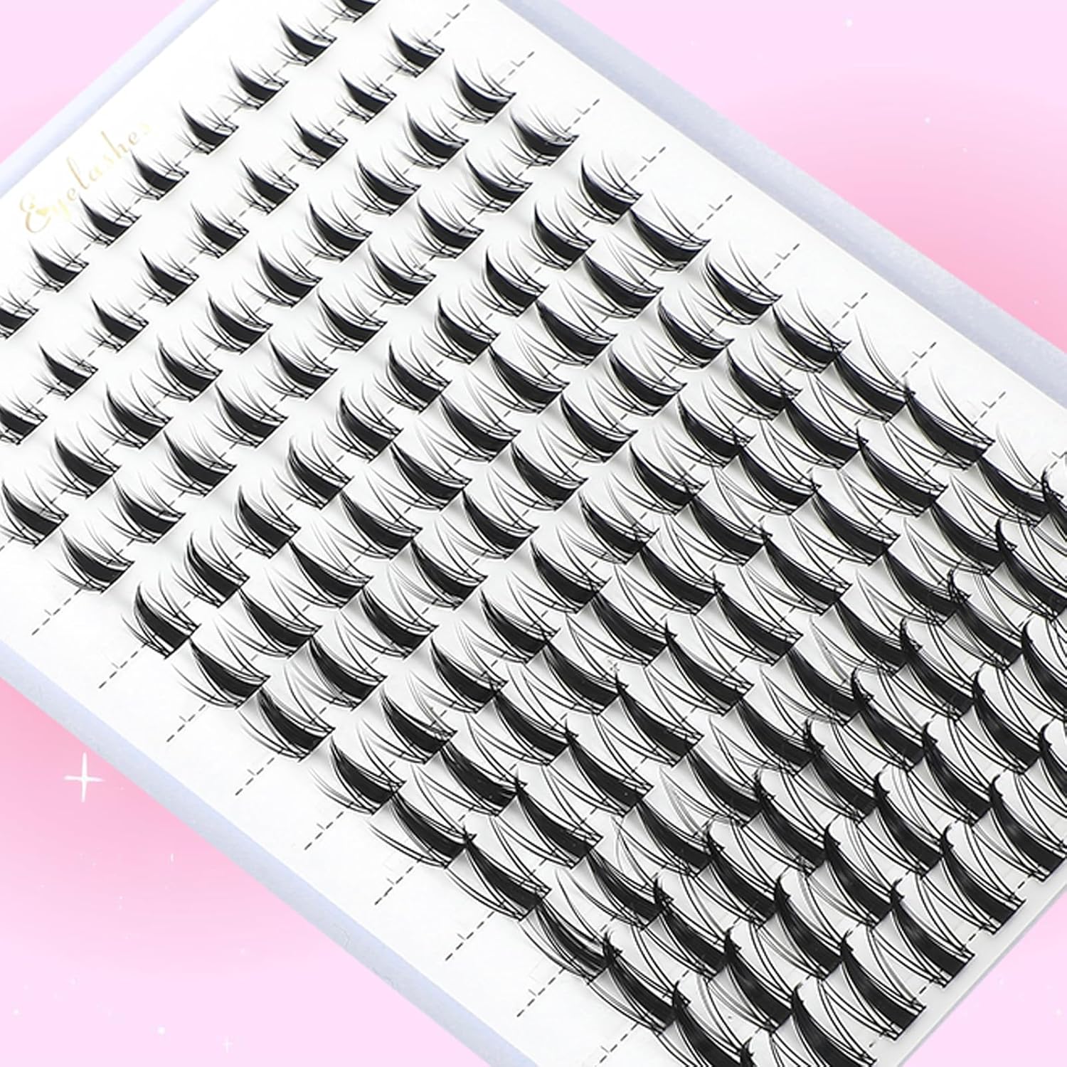 Lash Clusters Kit, Eyelash Clusters Individual Lash Extension Kit D Curl Fluffy Wispy False Eyelashes Extensions Thin Band with Bond Seal Tweezers Brush (SMY11 8-16mm)