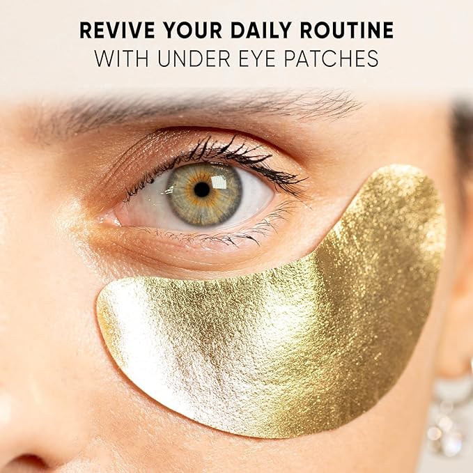 CÉLOR Under Eye Patches Premium - Golden Under Eye Mask Enriched with Hyaluronic Acid, Caffeine, Tea Tree & Collagen, Under Eye Patches for Puffy Eyes, Dark Circles and Puffiness (21 Pairs)