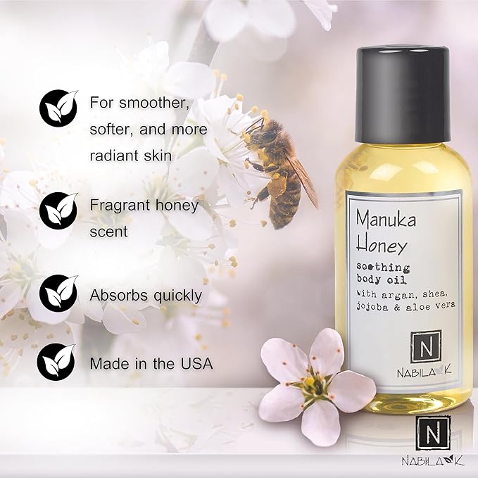 Manuka Honey Body Oil, 9 oz Moisturize & Nourish with Argan & Coconut Oil - Vitamin C Enriched - Naturally Derived