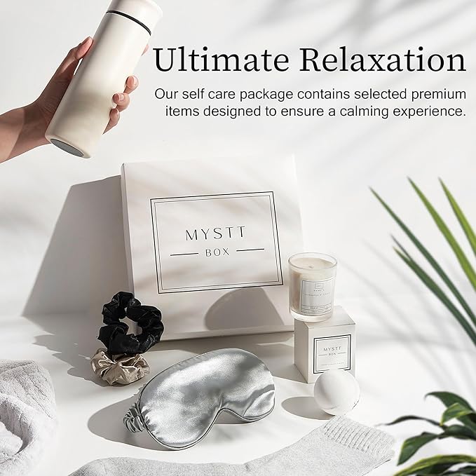 Self Care Spa Gifts for Women, Deluxe Spa Wellness Gifts for Thank You or Any Occasion, Gift-Ready Self Care Package for Women, Womens Christmas Gifts with Thermos, Bath Bomb & More