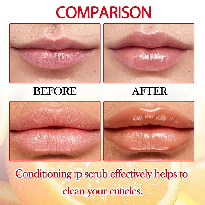 2PCS Peach Conditioning Lip Scrub Kit,Moisturizing Lip Sleeping Mask Long Lasting Hydrating Lip Scrubber Exfoliator Lip Care Products for Men & Women