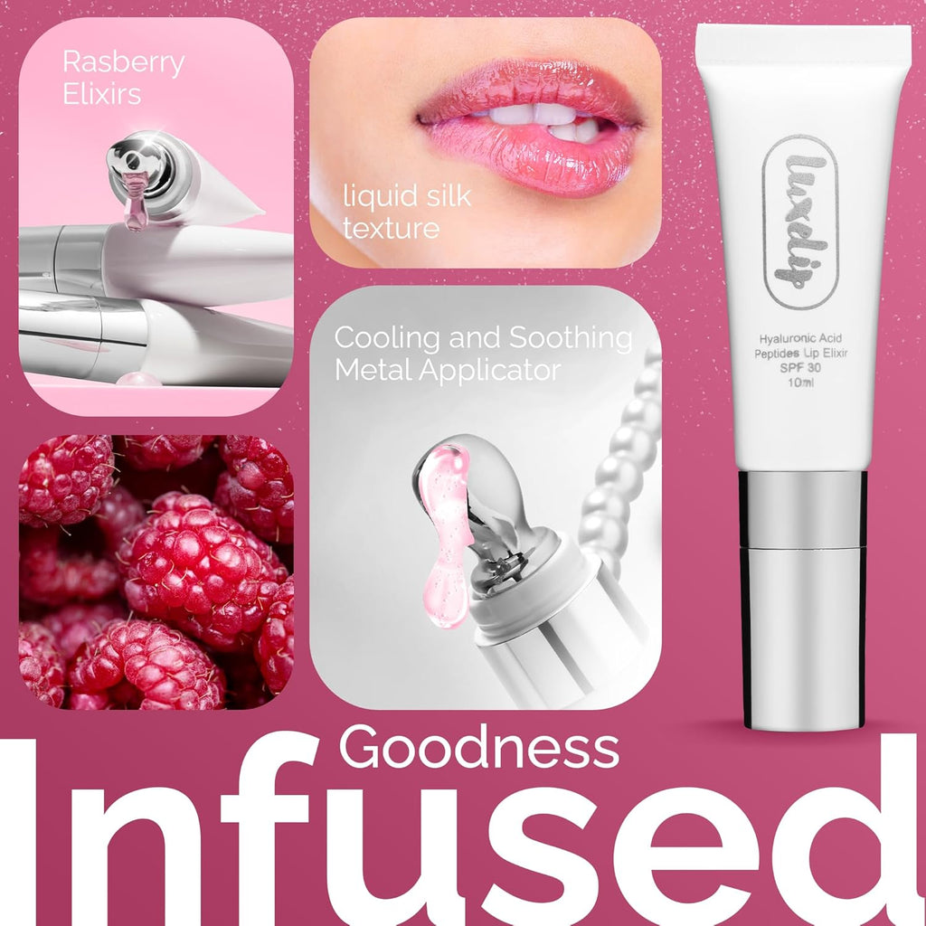 Tinted Lip Balm Elixir for OIder Women, Hydrating Vegan Lip Care with Sheer Color & Moisturizing Glow – Non-Sticky Nourishing Lip Treatment for Soft, Smooth Lips (Raspberry 10ml)