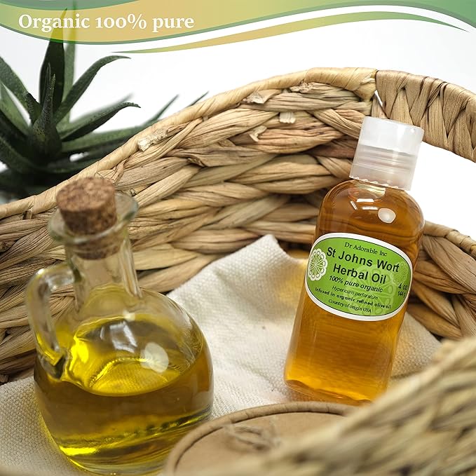 Dr Adorable - 4 oz - St Johns Wort Herbal Oil - Infused 100% Pure Natural Organic