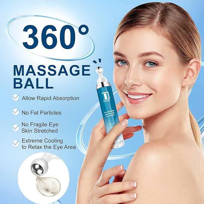 Dongyu Caffeine Eye Cream for Dark Circles: Under Eye Serum for Puffiness Bags Daily Care before Dates Parties Women Men