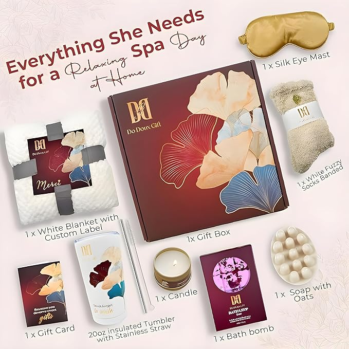 Mothers day gifts for mom - Happy Birthday Gifts for Women Mom Her Friend Sister Wife Grandma - Self Care Gifts Get Well Gifts Unique Relaxing Spa Gift Basket Set for Wife Grandma Daughter
