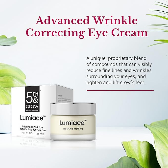 5th & Glow Lumiace Eye Wrinkle Cream for Women, Eye Firming Cream for Sagging Skin and Crows Feet, Under Eye Cream for Puffiness and Bags, Reduces the Appearance of Fine Lines and Wrinkles, 0.5 oz