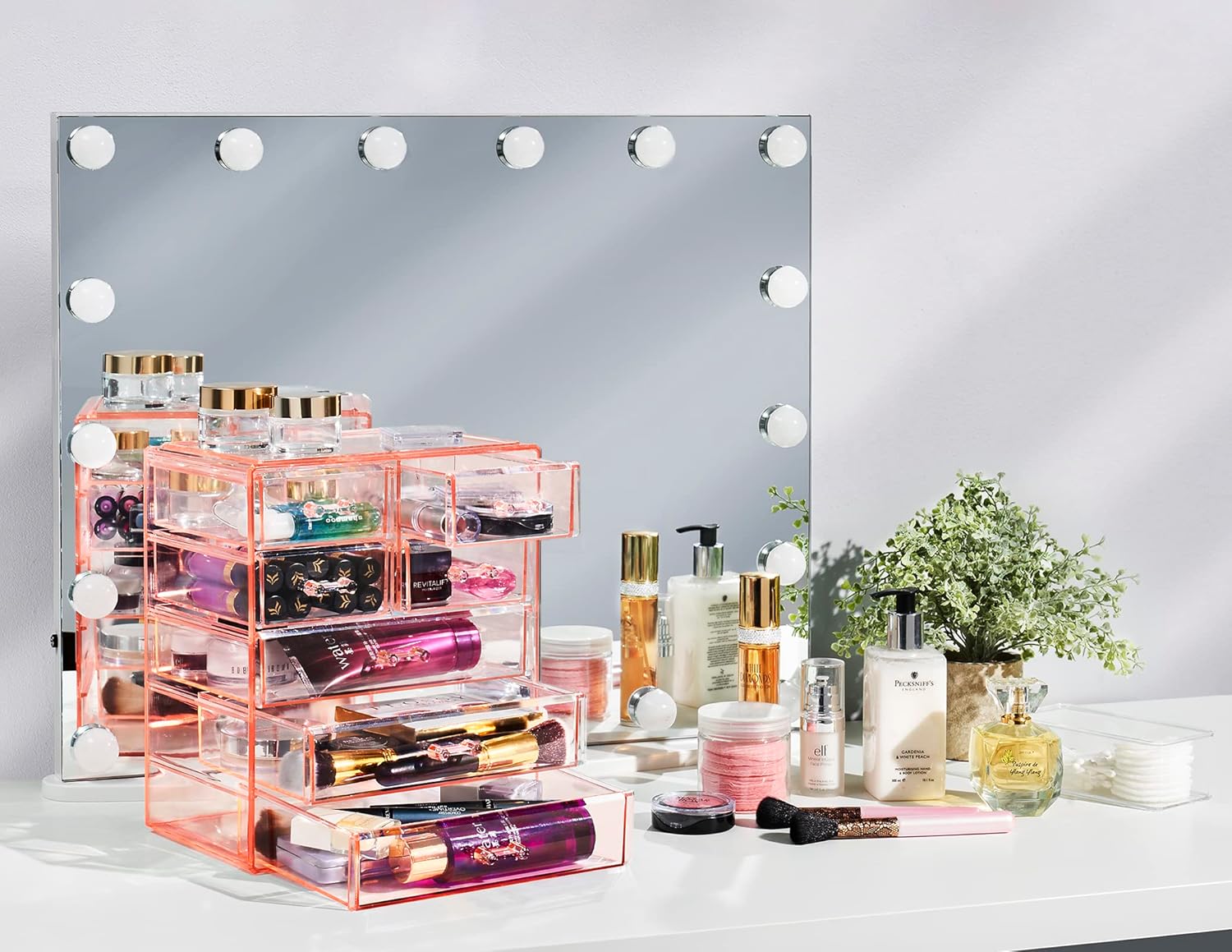 Sorbus Acrylic Makeup Organizer - Organization and Storage Case for Cosmetics Make Up & Jewelry - Big Clear Makeup Organizer for Vanity, Bathroom, College Dorm, Closet, Desk (3 Large, 4 Small Drawers)