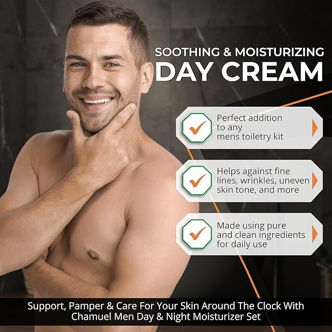 Day & Night Skincare Set for Men | Includes Anti-aging Post Shave Moisturizer + Night Moisturizer w/Retinol. The Essential Kit for Day & Night Skincare for Men. Organic Key Ingredients!