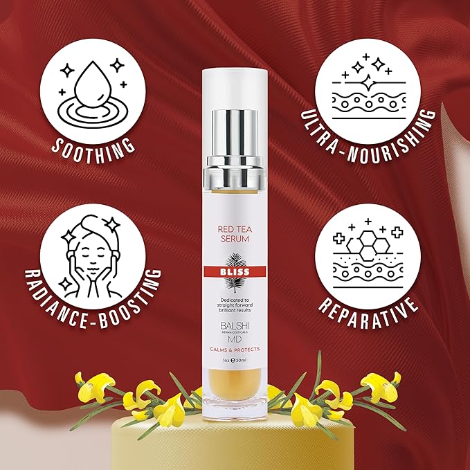 BLISS Red Tea Serum - Infused with Red Tea Extract & Hyaluronic Acid Face Serum - Face Tightening & Skin Firming for Radiant, Youthful Complexion - Diminish Dryness, Fine Lines & Wrinkles - (1oz)