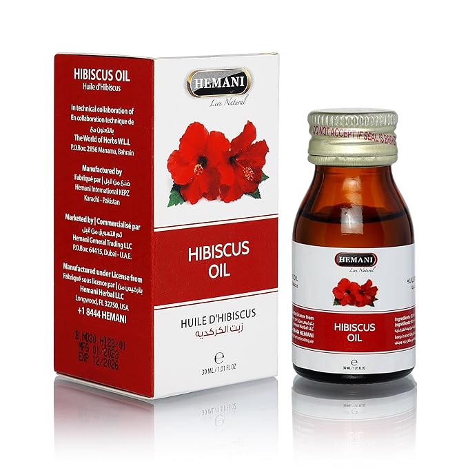 Hemani Hibiscus Oil 30ml 100% Pure- Natural, Cold Pressed, Halal Essential Oil for Skincare, Haircare & Relaxation