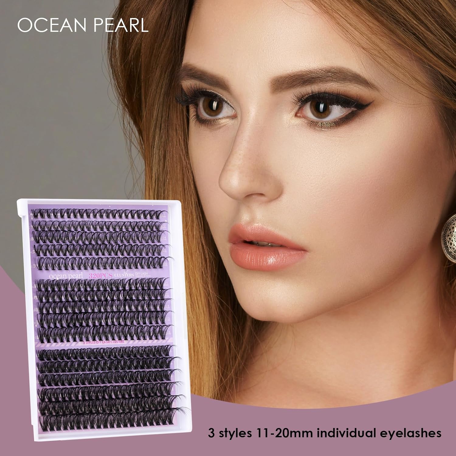 Ocean Pearl Lash Clusters 320PCS Natural Individual Lashes 11-20MM 30D 40D 60D Thick Volume Eyelash Extensions Soft Eyelashes D Curl Eyelash Clusters DIY Lash Extension-30+40+60D