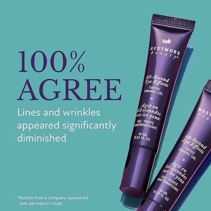 Westmore Beauty 60 Second Eye Effects Tinted Firming Gel - Instant Tightening Serum, Under-Eye Cream for Puffiness and Bags - Light to Medium, 0.33 Fl Oz (10 mL)