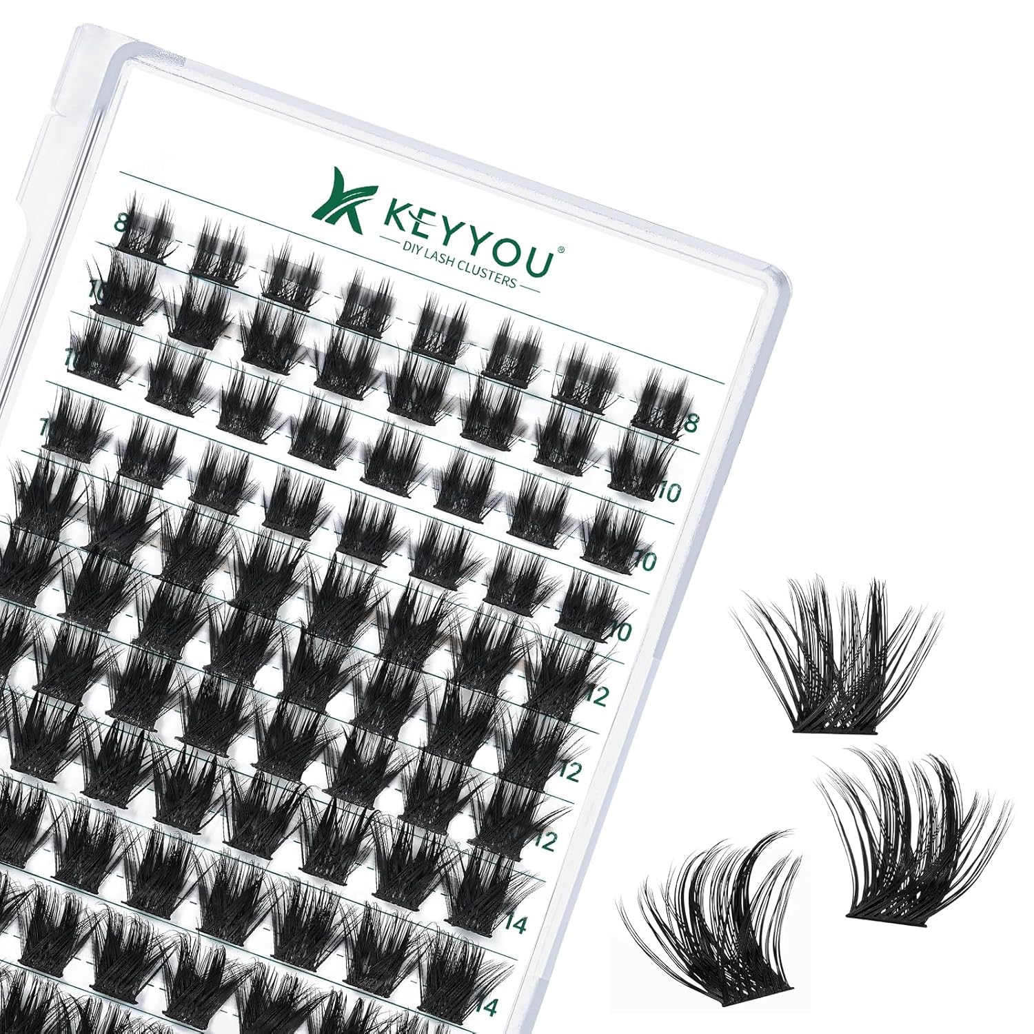 Lash Clusters 96pcs Individual Lashes Y22 D Curl 8-18MIX Eyelash Clusters KEYYOU Volume Wispy Lash Extension Soft&Comfortable Easy DIY at Home(Y22,D-8-18MIX)