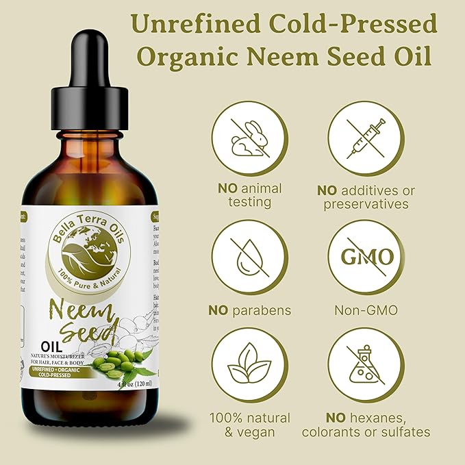 Bella Terra Oils Neem Seed Oil – 1gallon, Concentrated, Versatile, Quick Absorbing, Often used in Soapmaking