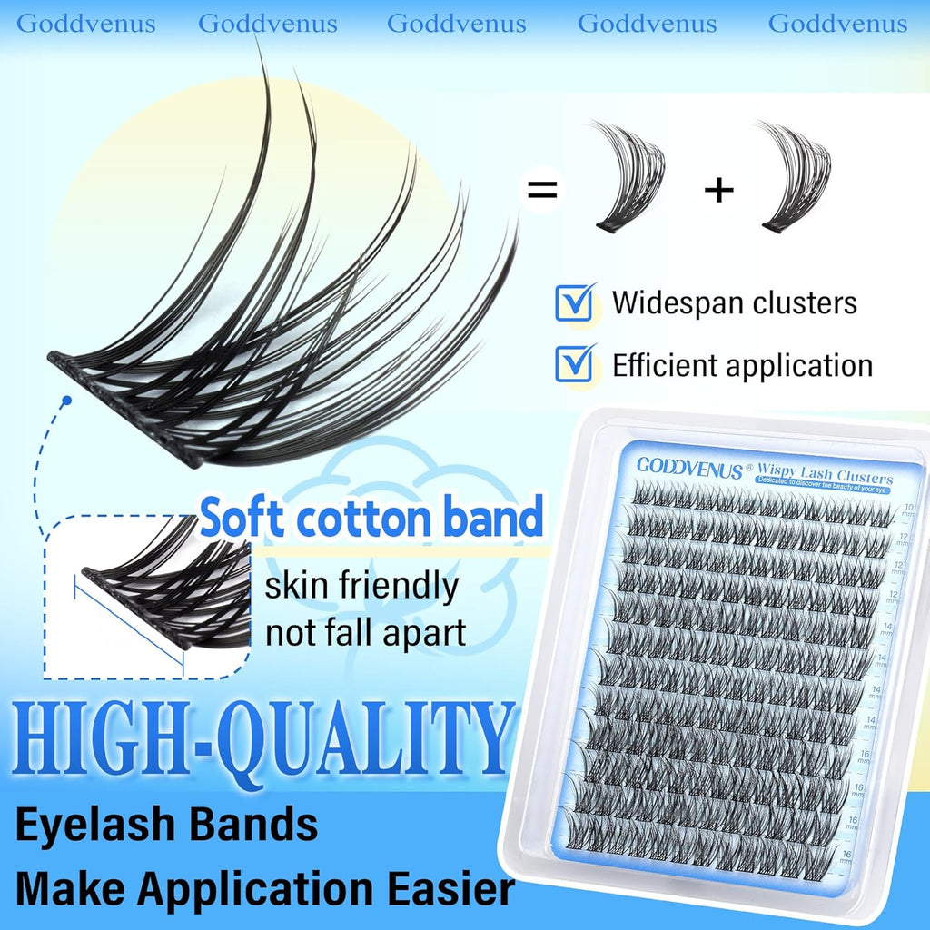 Wispy Lash Clusters Natural Lashes Clusters Wispy Eyelash Clusters CD Curl Cluster Eyelash Extensions DIY Individual Lashes Invisible Band Lash Extension Fluffy Eyelashes Clusters