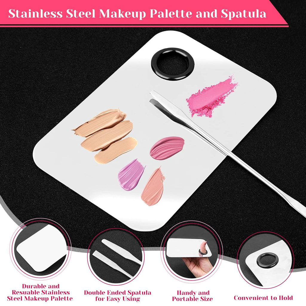 Shynek Makeup Mixing Tray with Disposable Accessories Kit - Mascara Wands, Lip Applicators, Hair Clips & Organizer Box