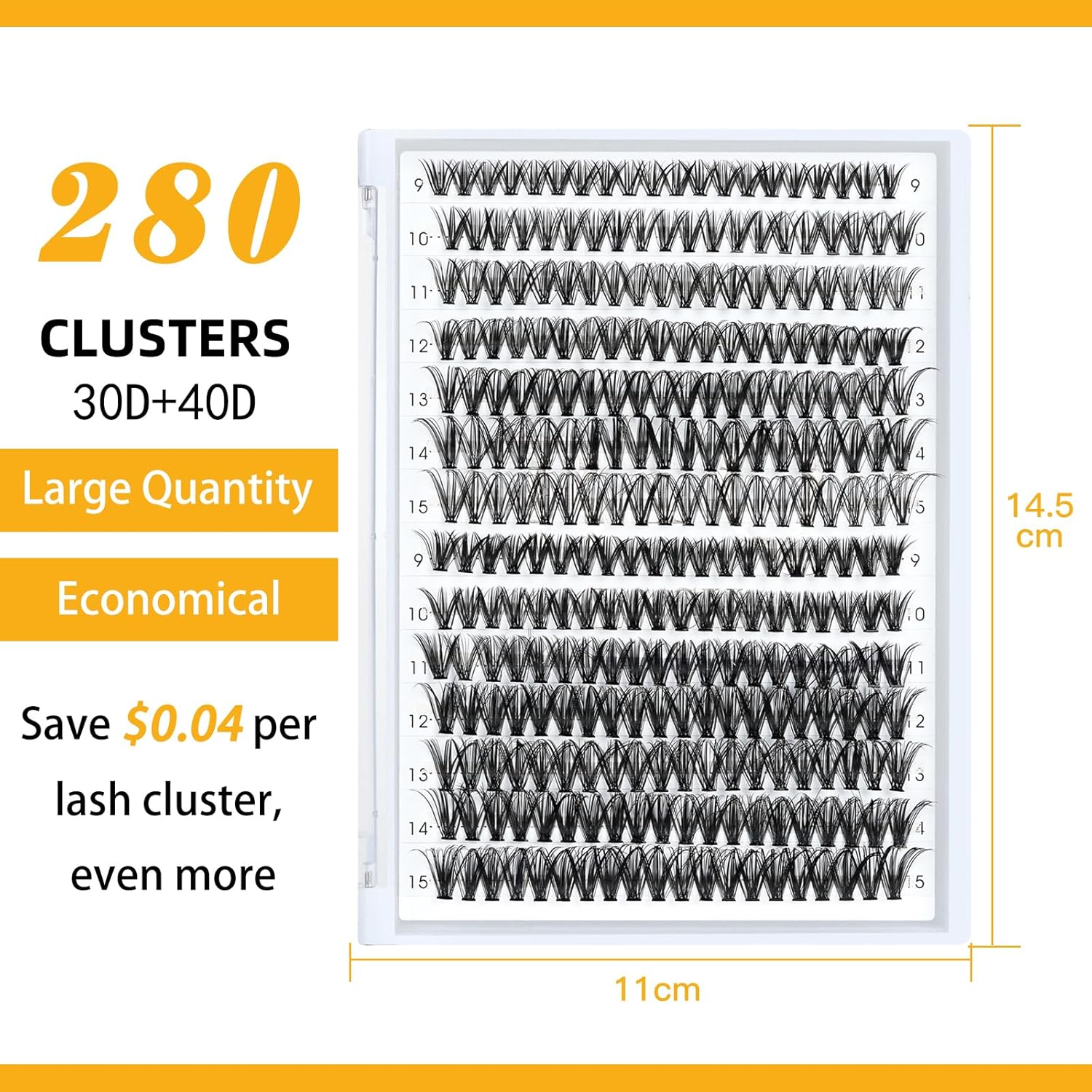 B&Qaugen Lash Clusters 30D+40D-D-12-18MIX Individual Lashes 280 Clusters False Eyelash 9-16MIX Extensions DIY Eyelash Extensions at Home (30D+40D,D-12-18MIX)