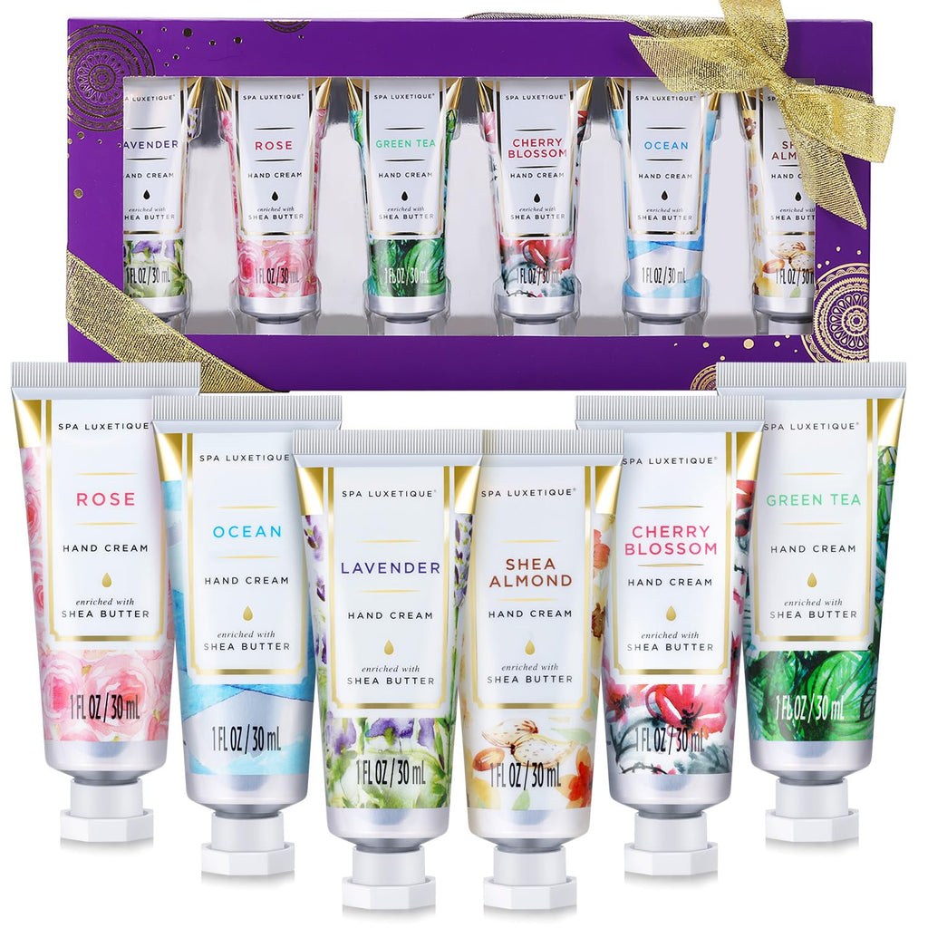 spa luxetique Hand Cream Hand Cream Set Gift for Women Hand Lotion with Natural Aloe and Vitamin E for Dry Skin Mini Travel Size Scented Hand Lotion for Women Birthday Gifts| 6 x 1.0 oz/30ml