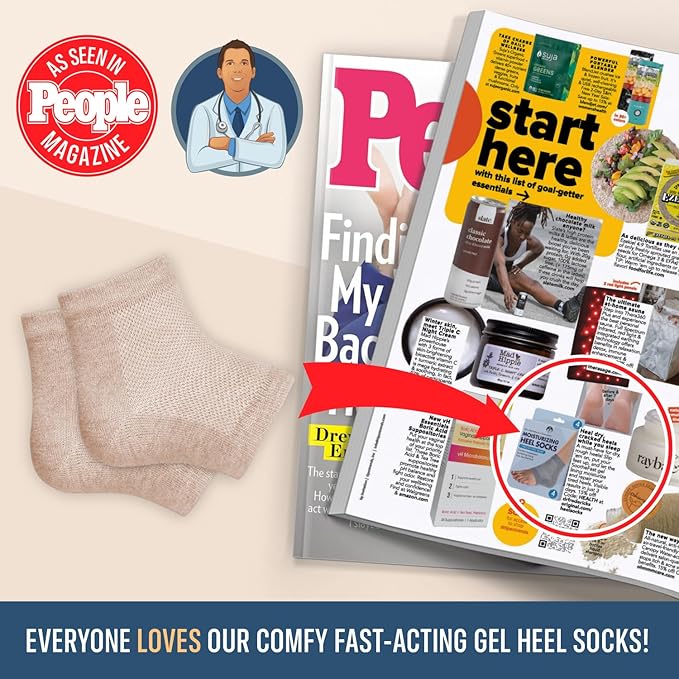 Dr. Frederick's Original Moisturizing Heel Socks for Cracked Heel Treatment - 2 Pairs - Socks for Dry Feet - Cracked Skin Repair & Overnight Hydration - Foot Care for Women & Men - Shea Butter