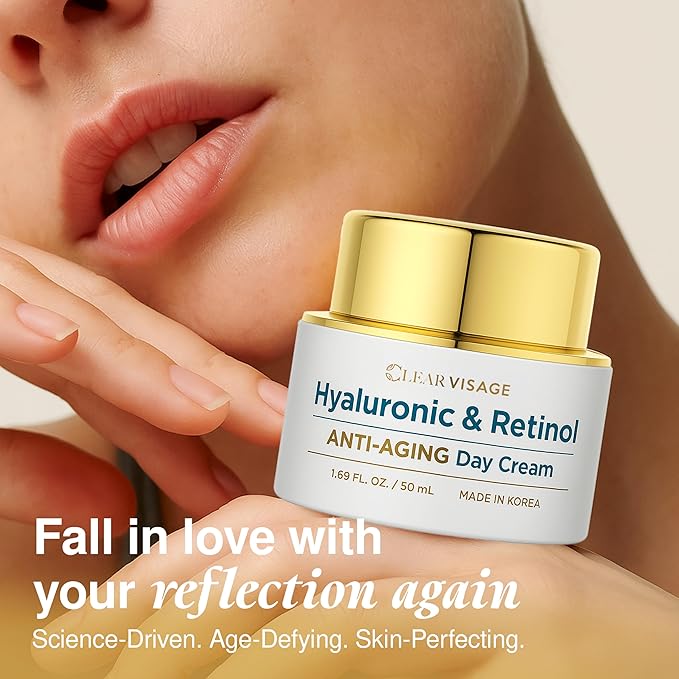 Hyaluronic Acid Moisturizer with Retinol - Korean Anti-Aging Cream, Plumps & Smooths Skin - Dermatologist Tested, Cruelty-Free Korean Skin Care for All Skin Types - 1.69 fl. oz