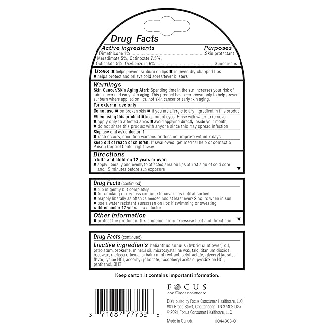 Herpecin L Lip Balm Stick 30 SPF 0.1 Ounce Tube Cold Sore Sun & Fever Blisters and Chapped Lips Relief Lip Balm with SPF30 and Lysine (Pack of 2)