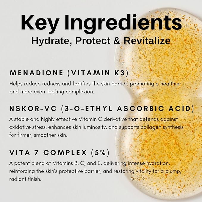 Luminous Elixir Dual Serum Vita 7 Complex 5% Vitamin K3 Face Serum Hyaluronic Acid & CoQ10 Sea buckthorn oil Pullulan Hydrating & Skin Barrier Repair Anti-Redness Vegan Korean Skincare 50ml