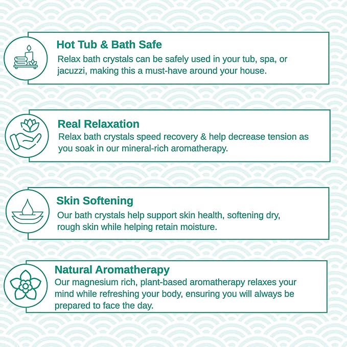 Relax Spa & Bath, Epsom & Dead Sea Salts, Aromatherapy Bath Salts for Hot Tub, Bath, or Spa, Infused with Magnesium, 32 oz Each, 4-Pack