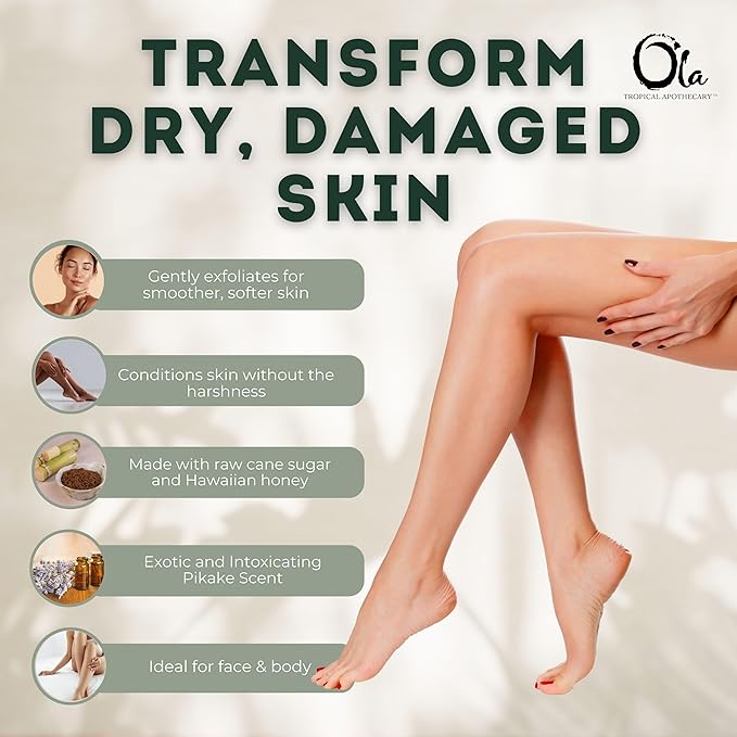 Ola Tropical Apothecary Pikake Sugar Polish with Pure Tropical Oils and Plant Extracts - 11.6 Oz