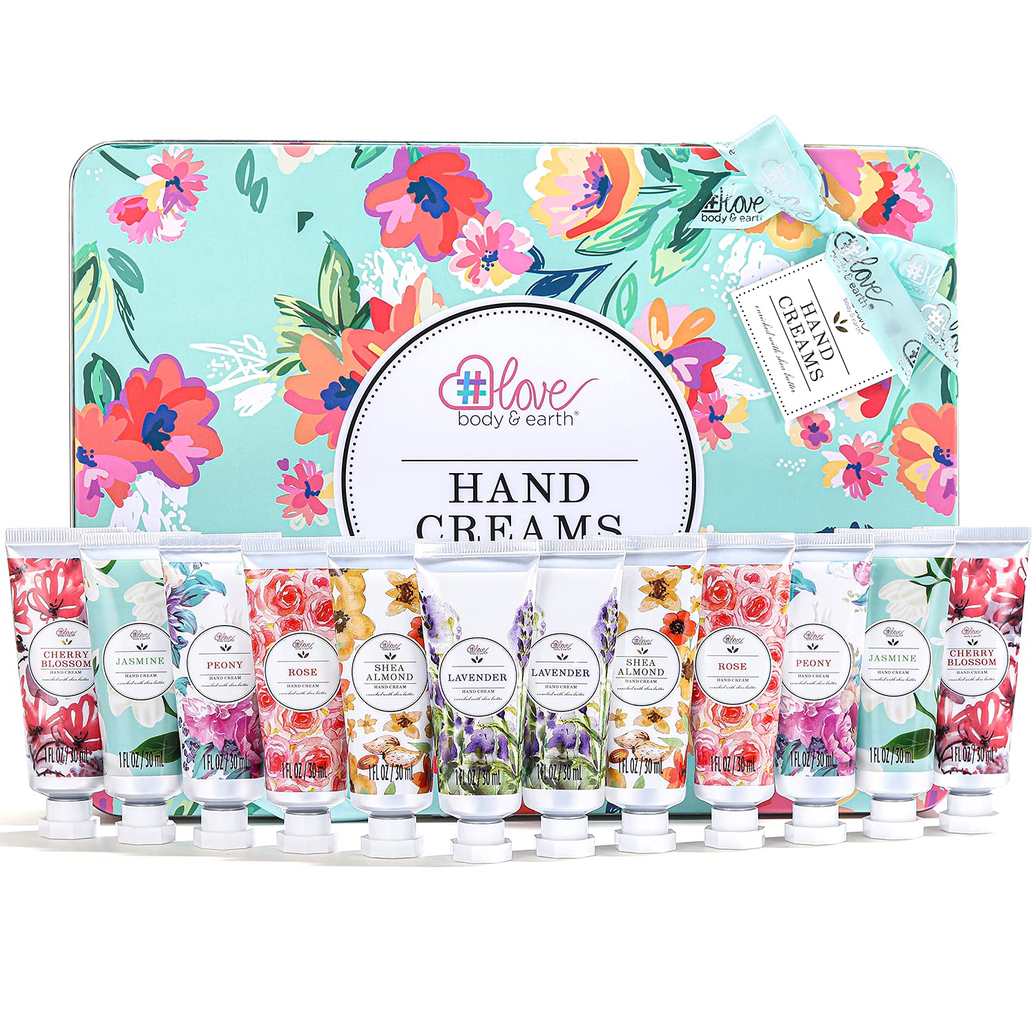 BODY & EARTH Hand Cream Gift Set for Mothers Day Gifts for Mom, Pack of 12 Enriched with Shea Butter to Nourish Dry Hands, Hand Lotion Gift Packs, Travel Size Hand Lotion Set, Birthday Gifts for Women