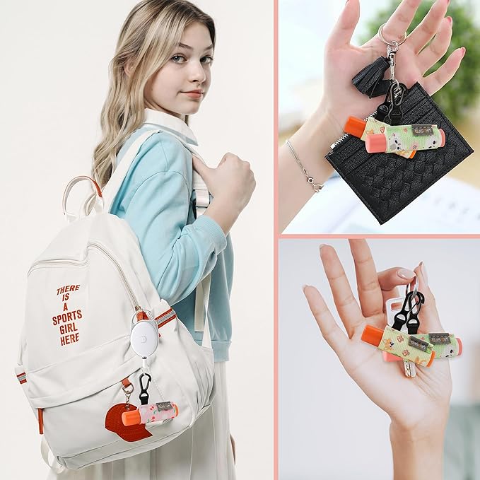 Keychain Chapstick Holder, Lip Balm Holder Lipstick Sleeve Pouch with Clip On, Elastic Lip Gloss Gifts for Friends (Animals, 3pcs)