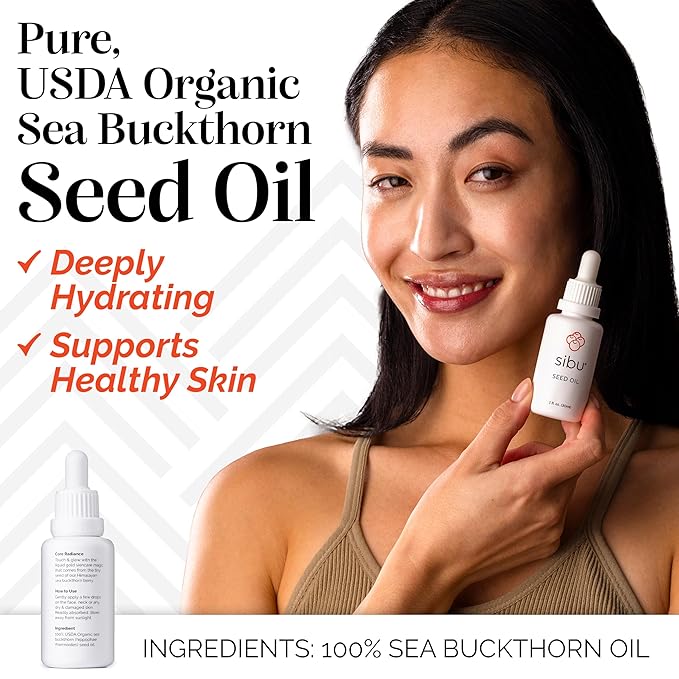 Sibu Premium Himalayan Sea Buckthorn Seed Oil, USDA Organic (30ml) – Amazing for Sensitive Skin, Breakouts, & Irritation