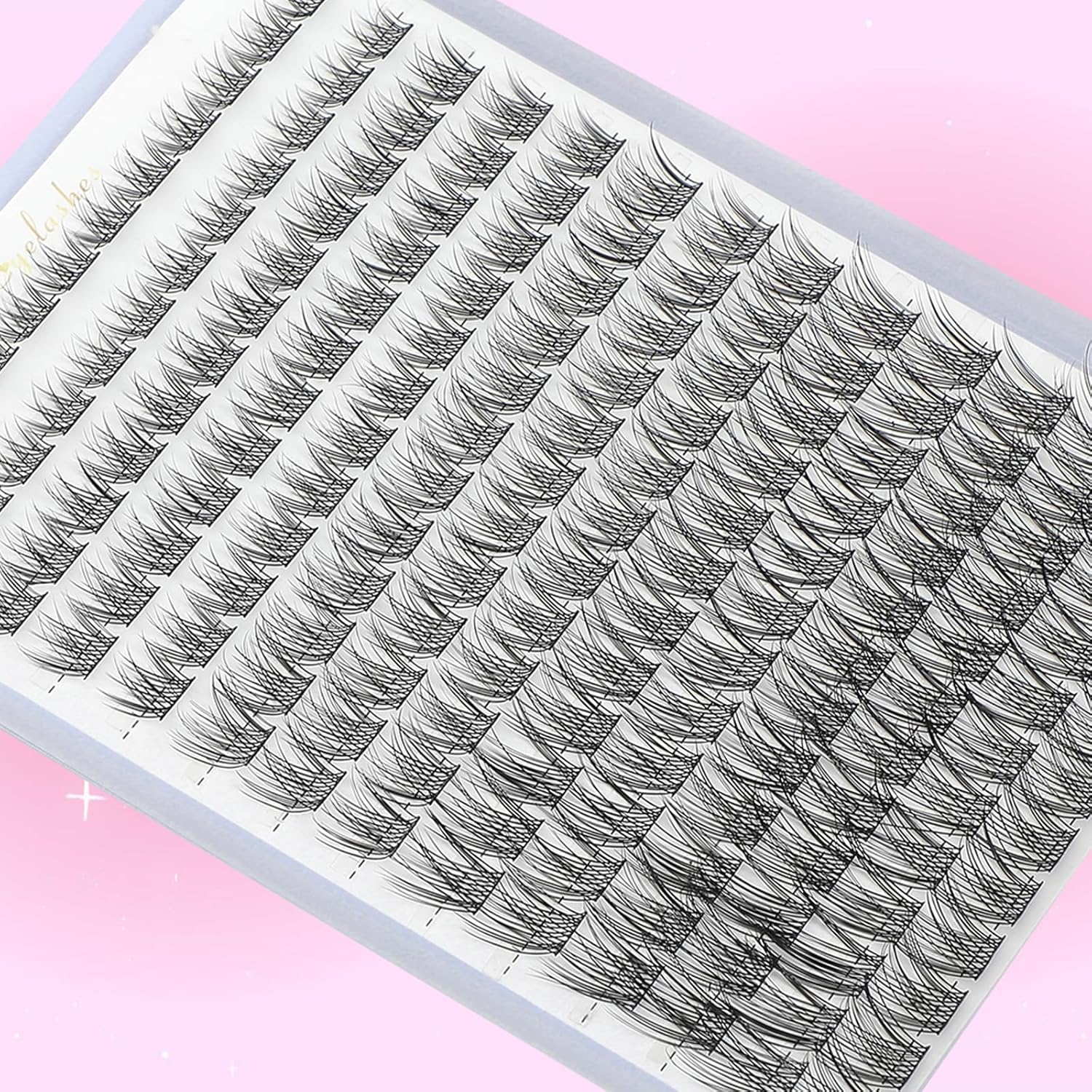 Lash Clusters Kit, Eyelash Clusters Individual Lash Extension Kit D Curl Fluffy Wispy False Eyelashes Extensions Thin Band with Bond Seal Tweezers Brush (SMY08 8-16mm)