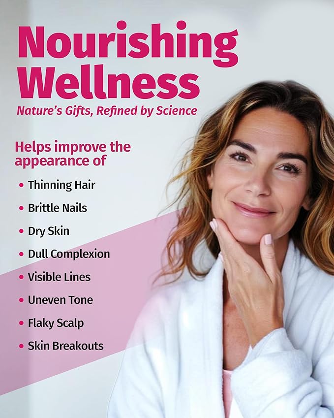 1 Body Hair Skin and Nails Vitamins with Biotin – Contains 26 Vitamins, Minerals and Herb Extracts – Hair and Nail Growth, Glowing Skin Supplements Formula for Men and Women – 60 Vegan Capsules