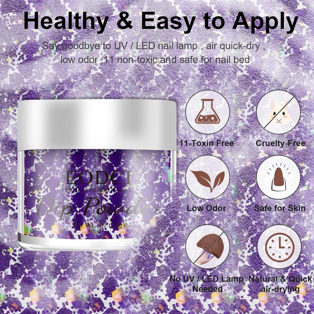 Nail Dip Dipping Powder,1 Oz/28g Dopamine Glitter Purple Color Dipping Powder French Nails Art Starter Manicure DIY Salon Home Gift for Women,No Need Nail Lamp Cured