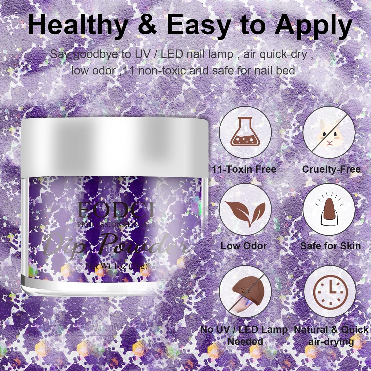 Nail Dip Dipping Powder,1 Oz/28g Dopamine Glitter Purple Color Dipping Powder French Nails Art Starter Manicure DIY Salon Home Gift for Women,No Need Nail Lamp Cured