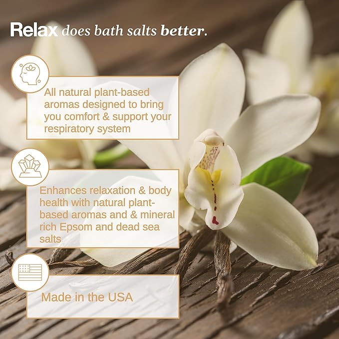Relax Spa & Bath, Epsom & Dead Sea Salts, Aromatherapy Bath Salts for Hot Tub, Bath, or Spa, Infused with Magnesium, Mothers Day Gifts & Gifts for Mom, Warm French Vanilla Scent