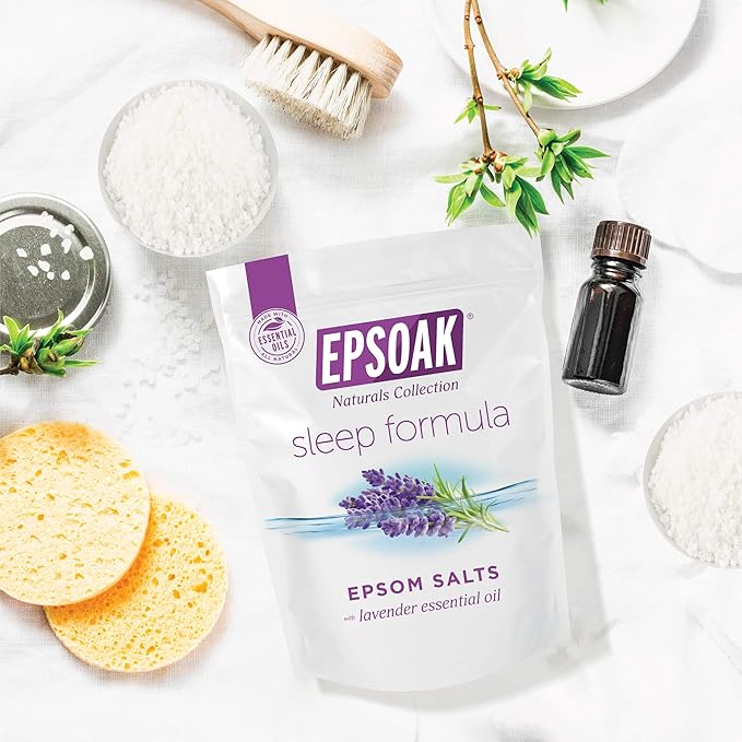 Epsoak Epsom Salt 6 lb. Magnesium Sulfate USP. (Qty. 3 x 2lb. Bag), Lavender Sleep Formula, Resealable Epsom Salt Bag, Made in The USA, Cruelty-Free Certified