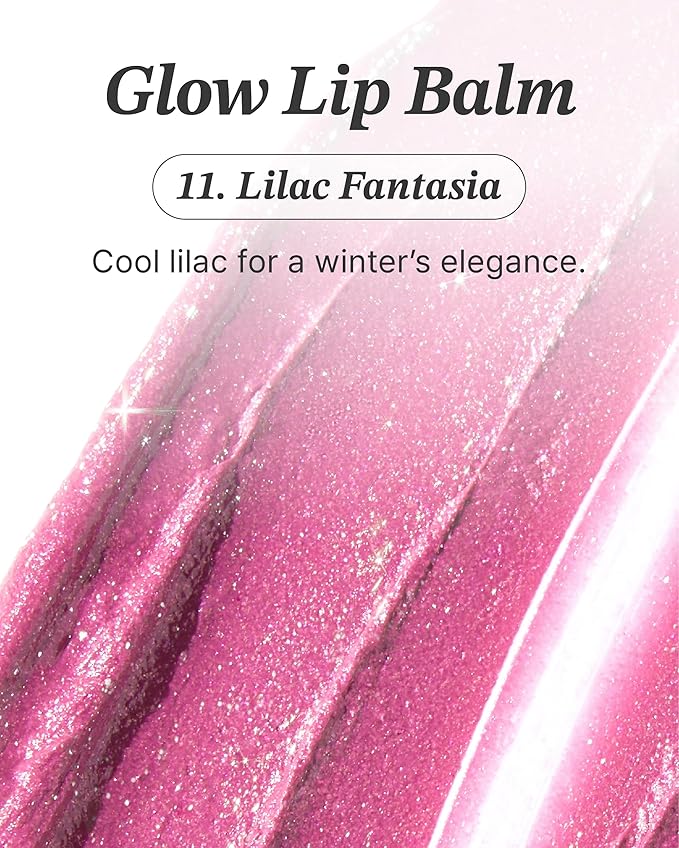 Glint Glow Lip Balm (Lilac Fantasia, 0.1oz) - Moisturizing Stain Lipstick with Shine for Natural Lips, Tinted Treatment. Luxurious Korean Skin Care Makeup. Chapped, Dry, Cracked