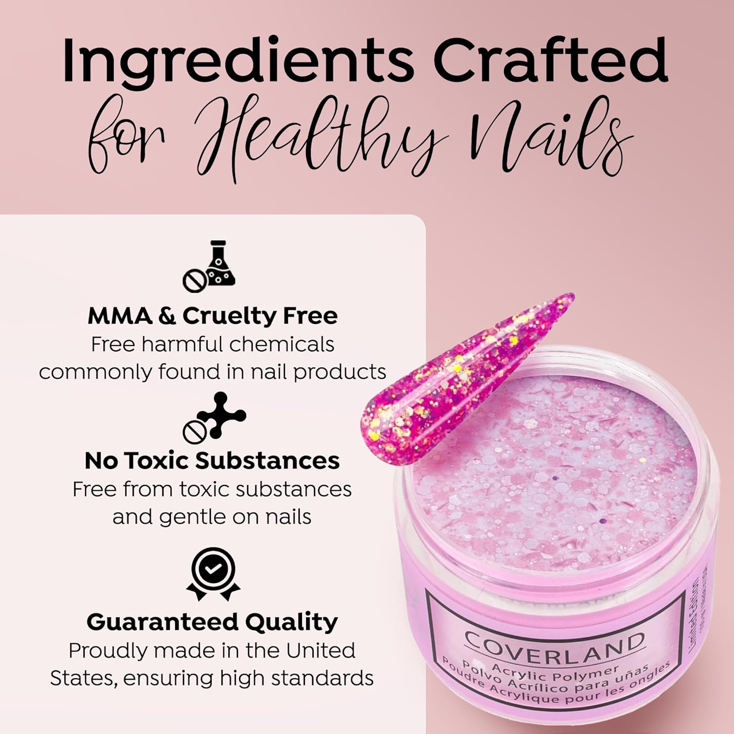 Tones Coverland Acrylic Nail Powder "Vacation Mode" - Limited Edition Acrylic Powder for Nail Design, Sculpting, and Masking Nail Bed Imperfections - Professional Acrylic Nail Supplies - (1.5 Oz)