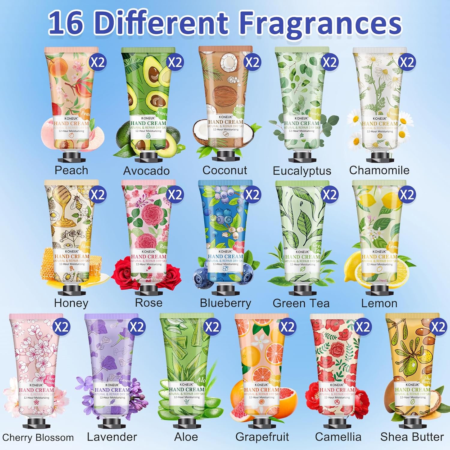 32 Pack Hand Cream Gift for Women, Bulk Hand Lotion Travel Size for Dry Cracked Hands, Mini Moisturizing Hand Cream for Mom Gifts, Teacher Gifts, Thank You Gifts and Bridal Shower Favors